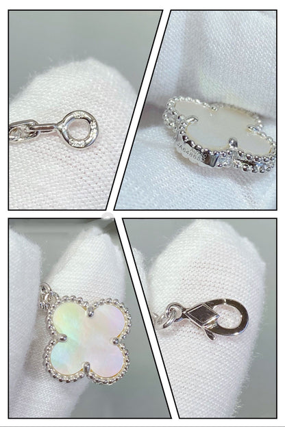 [Marin-Jewelry]CLOVER 5 MOTIF WHITE MOP SILVER BRACELET