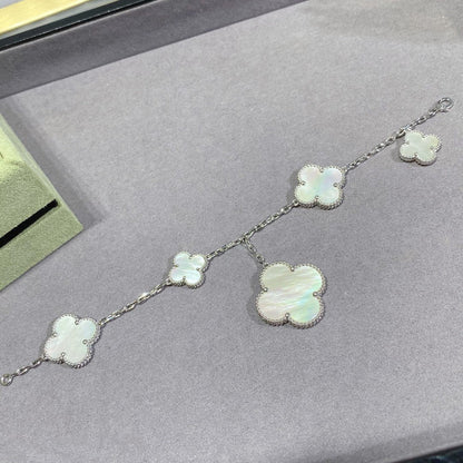 [Marin-Jewelry]CLOVER 5 MOTIF WHITE MOP SILVER BRACELET
