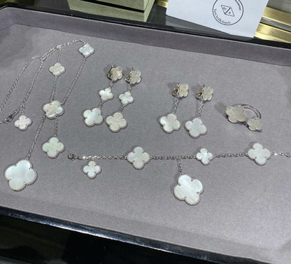 [Marin-Jewelry]CLOVER 5 MOTIF WHITE MOP SILVER BRACELET