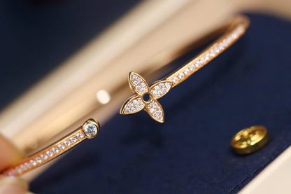 [Marin-Jewelry]IDYLLE PINK GOLD OPEN BRACELET DIAMOND PAVED