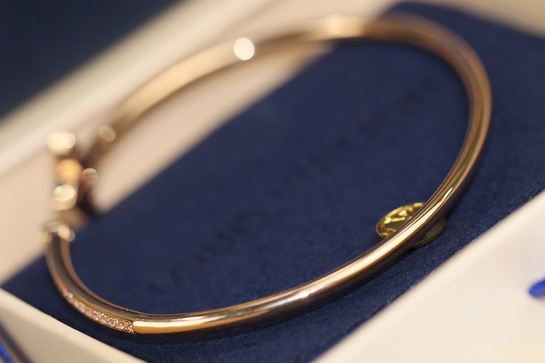 [Marin-Jewelry]IDYLLE PINK GOLD OPEN BRACELET DIAMOND PAVED