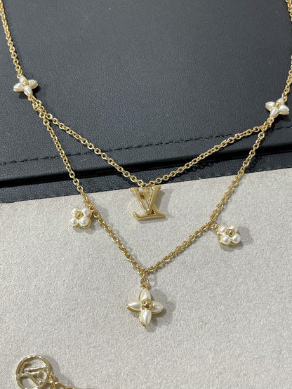 [Marin-Jewelry]FLOWERGRAM GOLD MOP DOUBLE ROW NECKLACE