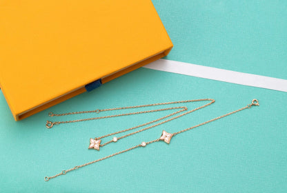 [Marin-Jewelry]STAR PINK MOP 1 DIAMOND PINK GOLD NECKLACE