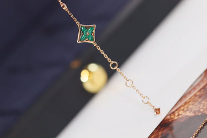 [Marin-Jewelry]STAR AND SUN 4 MOTIF PINK GOLD MALACHITE BRACELET