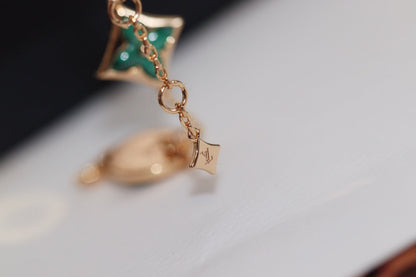 [Marin-Jewelry]STAR AND SUN 4 MOTIF PINK GOLD MALACHITE BRACELET