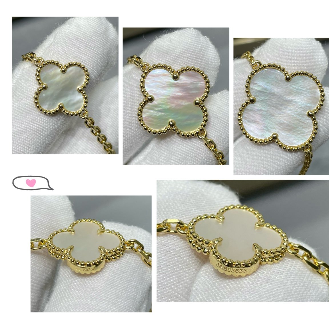 [Marin-Jewelry]CLOVER 16 MOTIF WHITE MOP GOLD NECKLACE