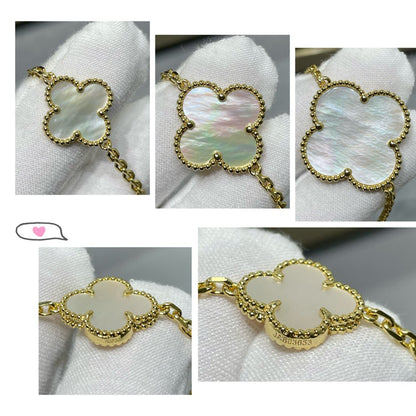 [Marin-Jewelry]CLOVER 16 MOTIF WHITE MOP GOLD NECKLACE