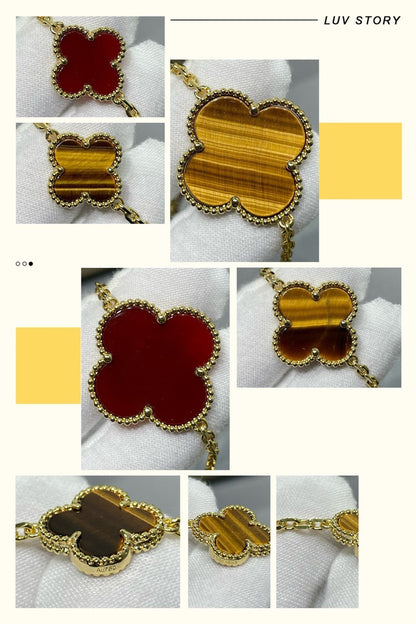 [Marin-Jewelry]CLOVER 16 MOTIF CARNELIAN TIGER EYE Marin-Jewelry GOLD NECKLACE