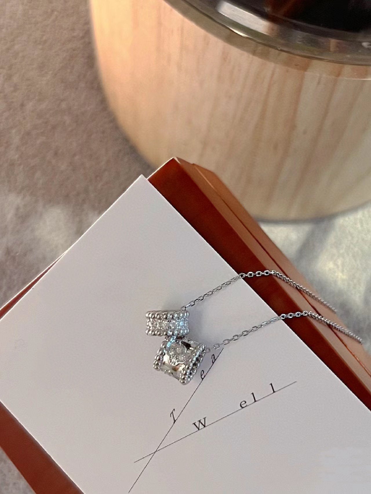 [Marin-Jewelry]PERLEE DOUBLE PENDANT SILVER DIAMOND NECKLACE