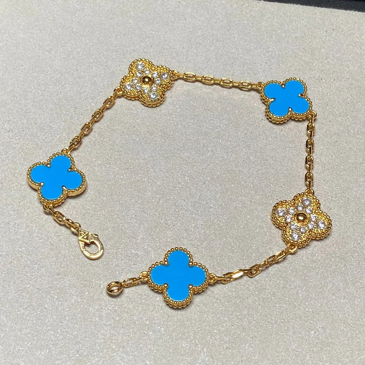 [Marin-Jewelry] CLOVER 5 MOTIF BLUE AGATE BRACELET COLLECTION