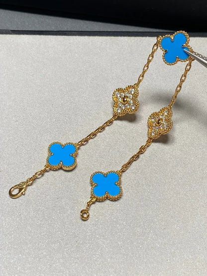[Marin-Jewelry] CLOVER 5 MOTIF BLUE AGATE BRACELET COLLECTION