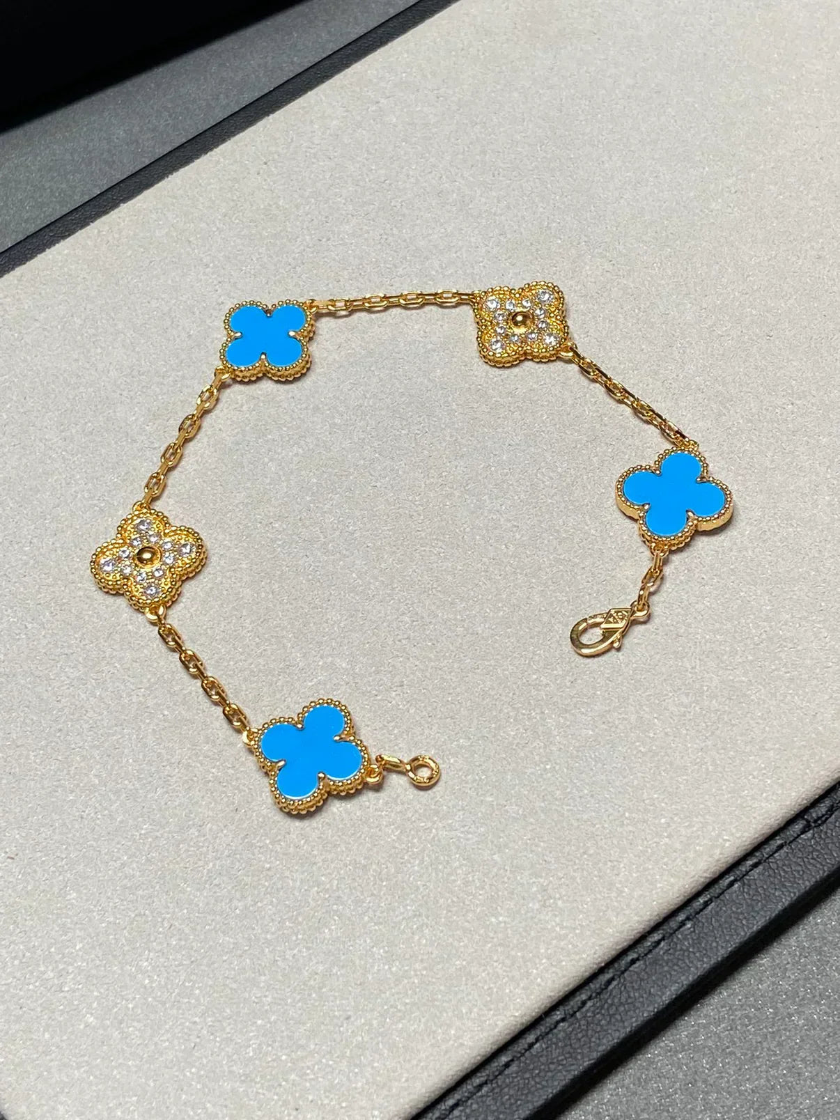 [Marin-Jewelry] CLOVER 5 MOTIF BLUE AGATE BRACELET COLLECTION