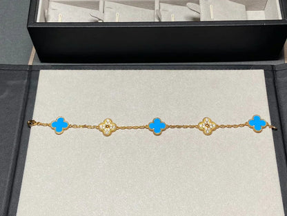 [Marin-Jewelry] CLOVER 5 MOTIF BLUE AGATE BRACELET COLLECTION