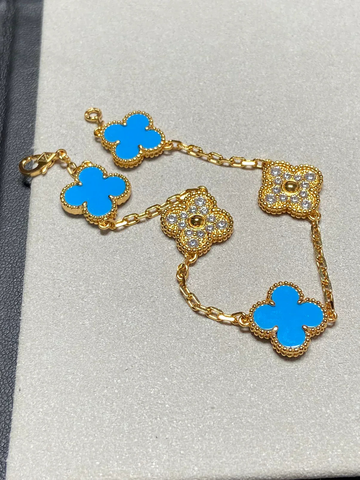 [Marin-Jewelry] CLOVER 5 MOTIF BLUE AGATE BRACELET COLLECTION