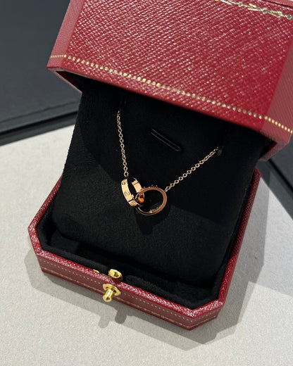 [Marin-Jewelry]LOVE NECKLACE DOUBLE RING PINK GOLD