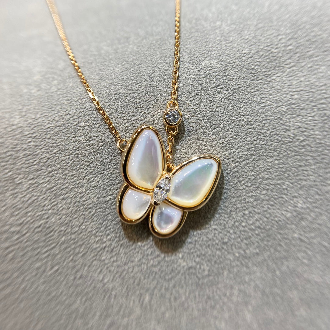 [Marin-Jewelry]BUTTERFLY MOP DIAMOND NECKLACE