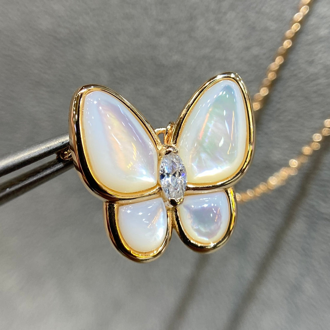 [Marin-Jewelry]BUTTERFLY MOP DIAMOND NECKLACE
