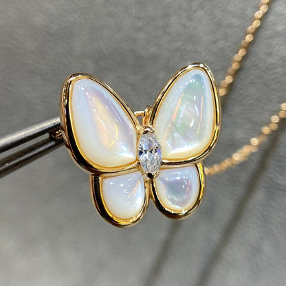 [Marin-Jewelry]BUTTERFLY MOP DIAMOND NECKLACE