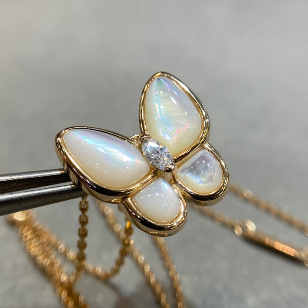 [Marin-Jewelry]BUTTERFLY MOP DIAMOND NECKLACE