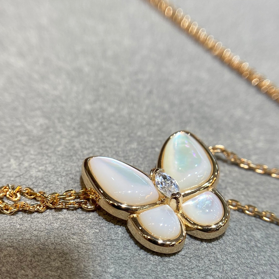 [Marin-Jewelry]BUTTERFLY MOP DIAMOND NECKLACE