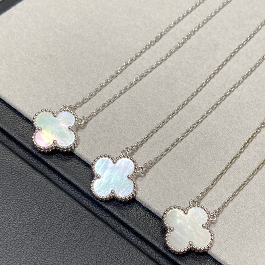 [Marin-Jewelry]CLOVER MEDIUM SILVER WHITE MOP NECKLACE