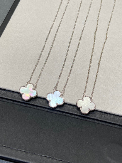 [Marin-Jewelry]CLOVER MEDIUM SILVER WHITE MOP NECKLACE