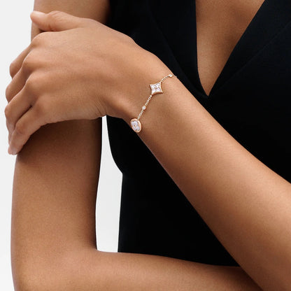 [Marin-Jewelry]STAR AND SUN 4 MOTIF WHITE MOP PINK GOLD BRACELET