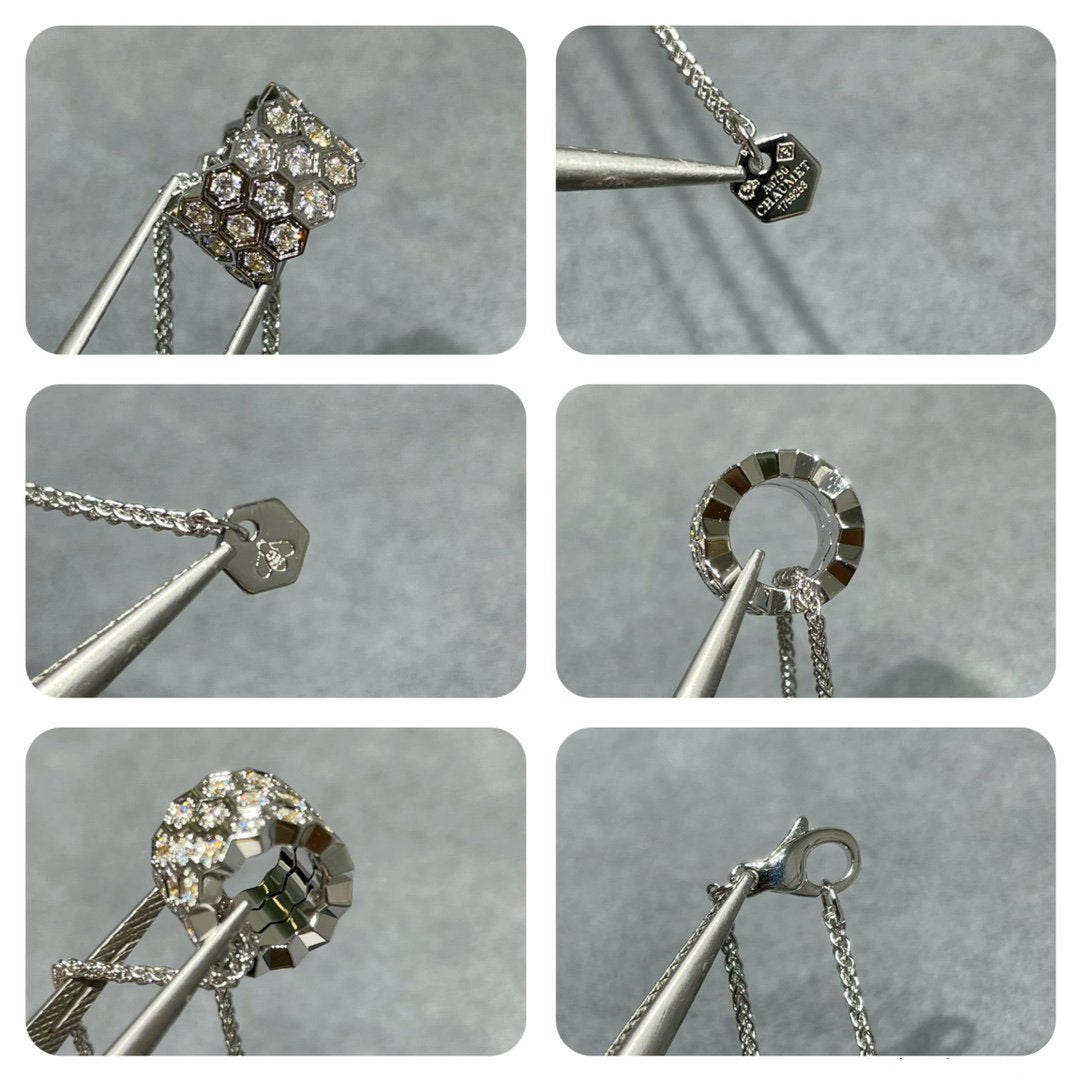 [Marin-Jewelry]BEE LOVE DIAMOND PAVED 3 ROW NECKLACE