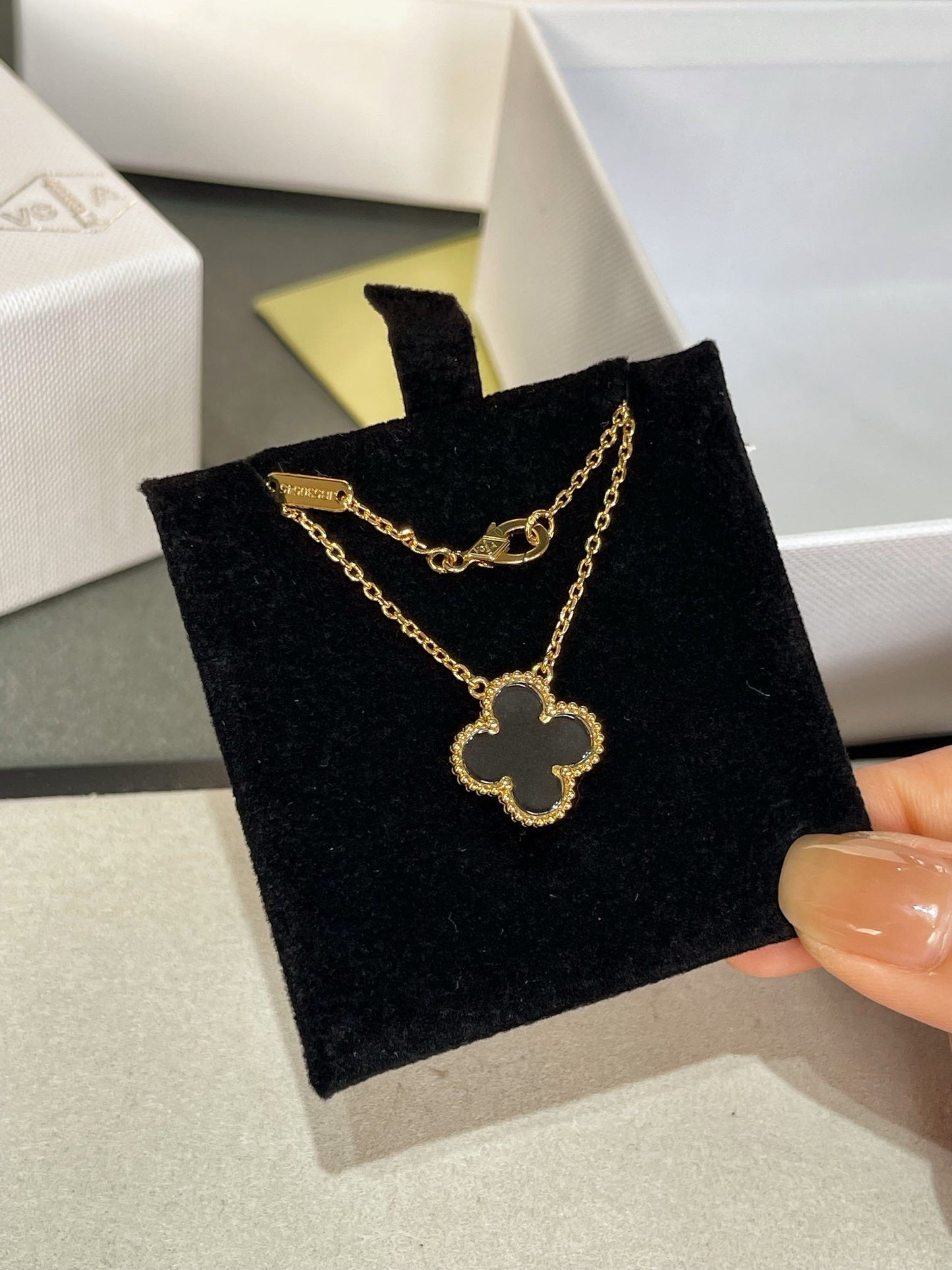 [Marin-Jewelry]CLOVER ROCK CRYSTAL Marin-Jewelry GOLD NECKLACE