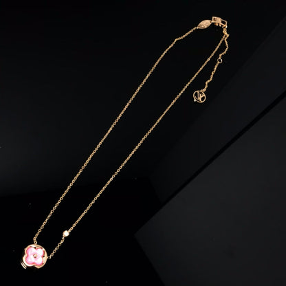 [Marin-Jewelry]COLOR BLOSSOM PINK MOP SUN GOLD NECKLACE