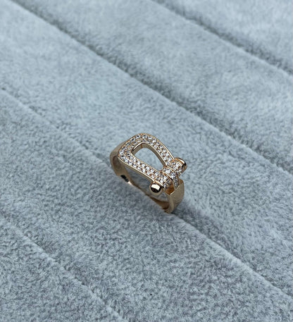 [Marin-Jewelry]Wide Hoof-Shaped Diamond-Studded Ring