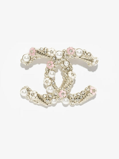 [Marin-Jewelry]26C Pink-White Enamel Ice Cream Cone Double C Brooch