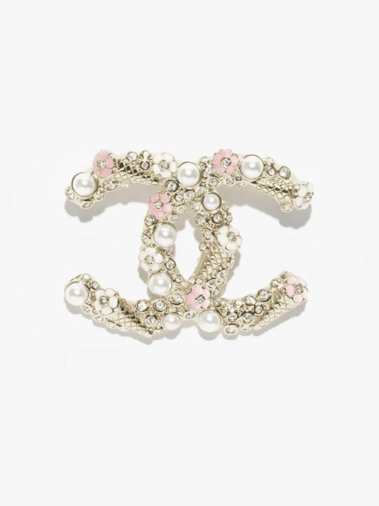 [Marin-Jewelry]26C Pink-White Enamel Ice Cream Cone Double C Brooch