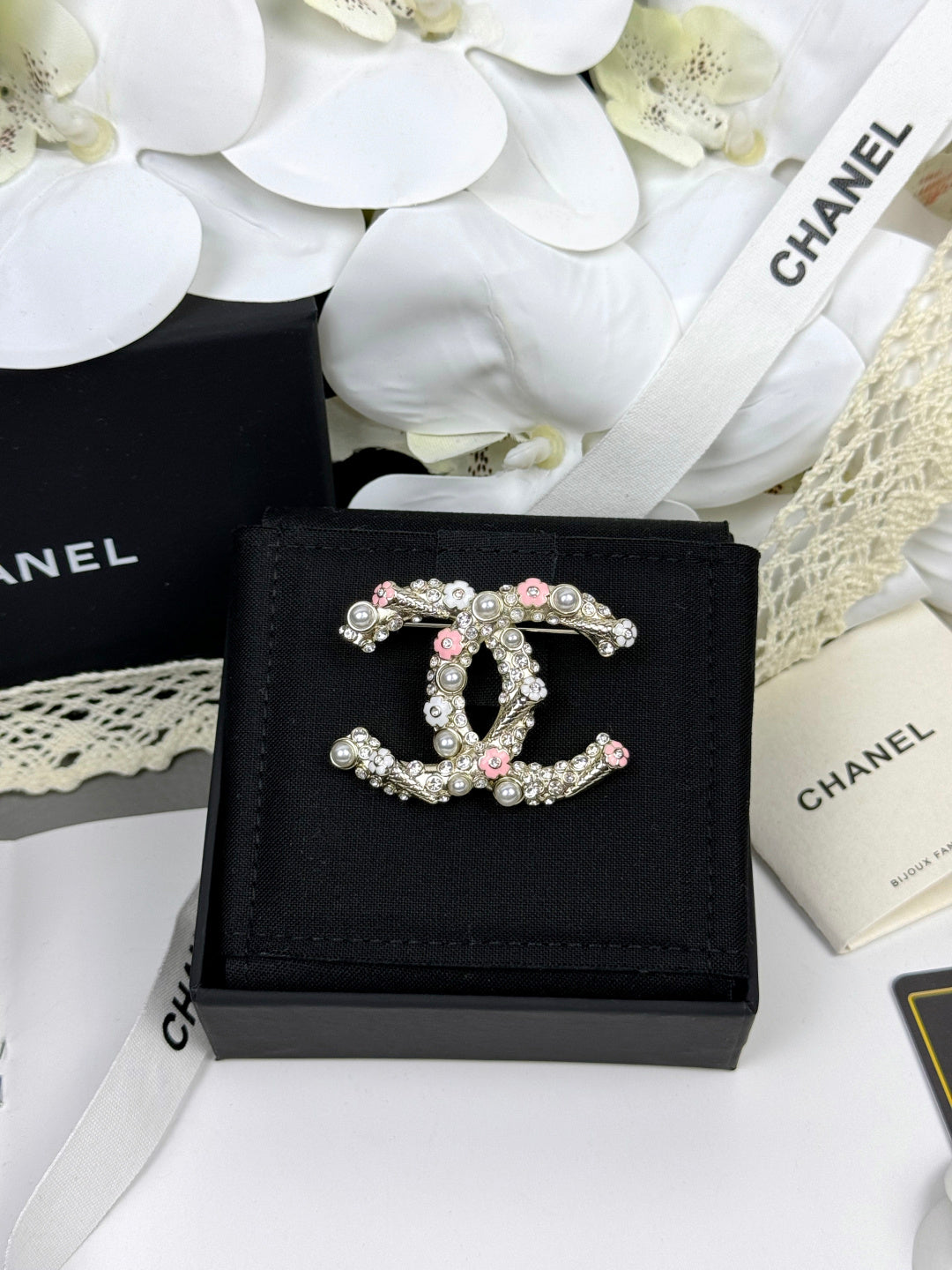 [Marin-Jewelry]26C Pink-White Enamel Ice Cream Cone Double C Brooch