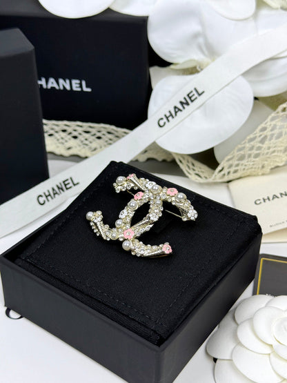 [Marin-Jewelry]26C Pink-White Enamel Ice Cream Cone Double C Brooch