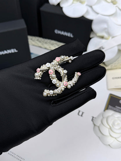 [Marin-Jewelry]26C Pink-White Enamel Ice Cream Cone Double C Brooch