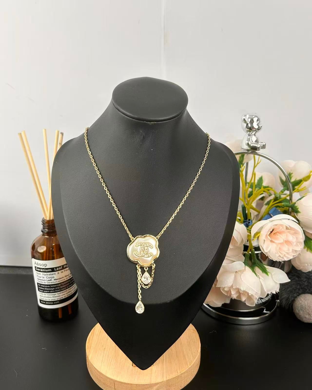[Marin-Jewelry]Cloud Pearl Mother-of-Pearl Diamond Chain Pendant Necklace