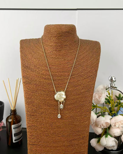 [Marin-Jewelry]Cloud Pearl Mother-of-Pearl Diamond Chain Pendant Necklace
