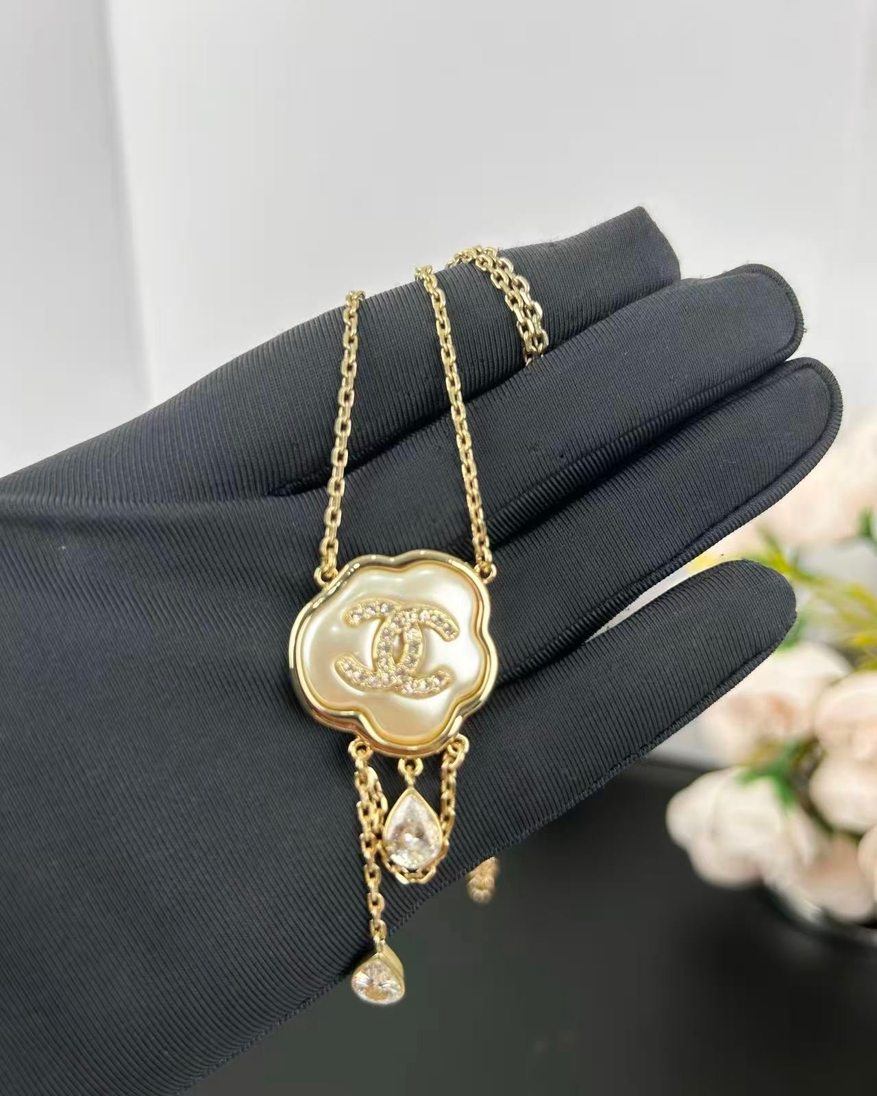 [Marin-Jewelry]Cloud Pearl Mother-of-Pearl Diamond Chain Pendant Necklace