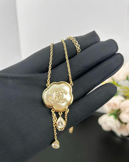 [Marin-Jewelry]Cloud Pearl Mother-of-Pearl Diamond Chain Pendant Necklace