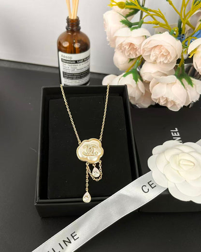 [Marin-Jewelry]Cloud Pearl Mother-of-Pearl Diamond Chain Pendant Necklace