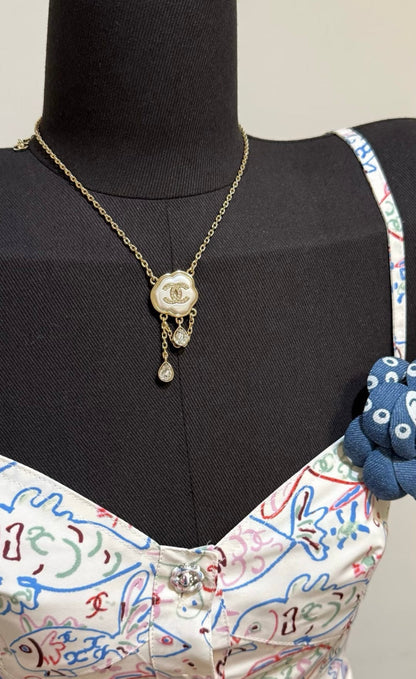 [Marin-Jewelry]Cloud Pearl Mother-of-Pearl Diamond Chain Pendant Necklace