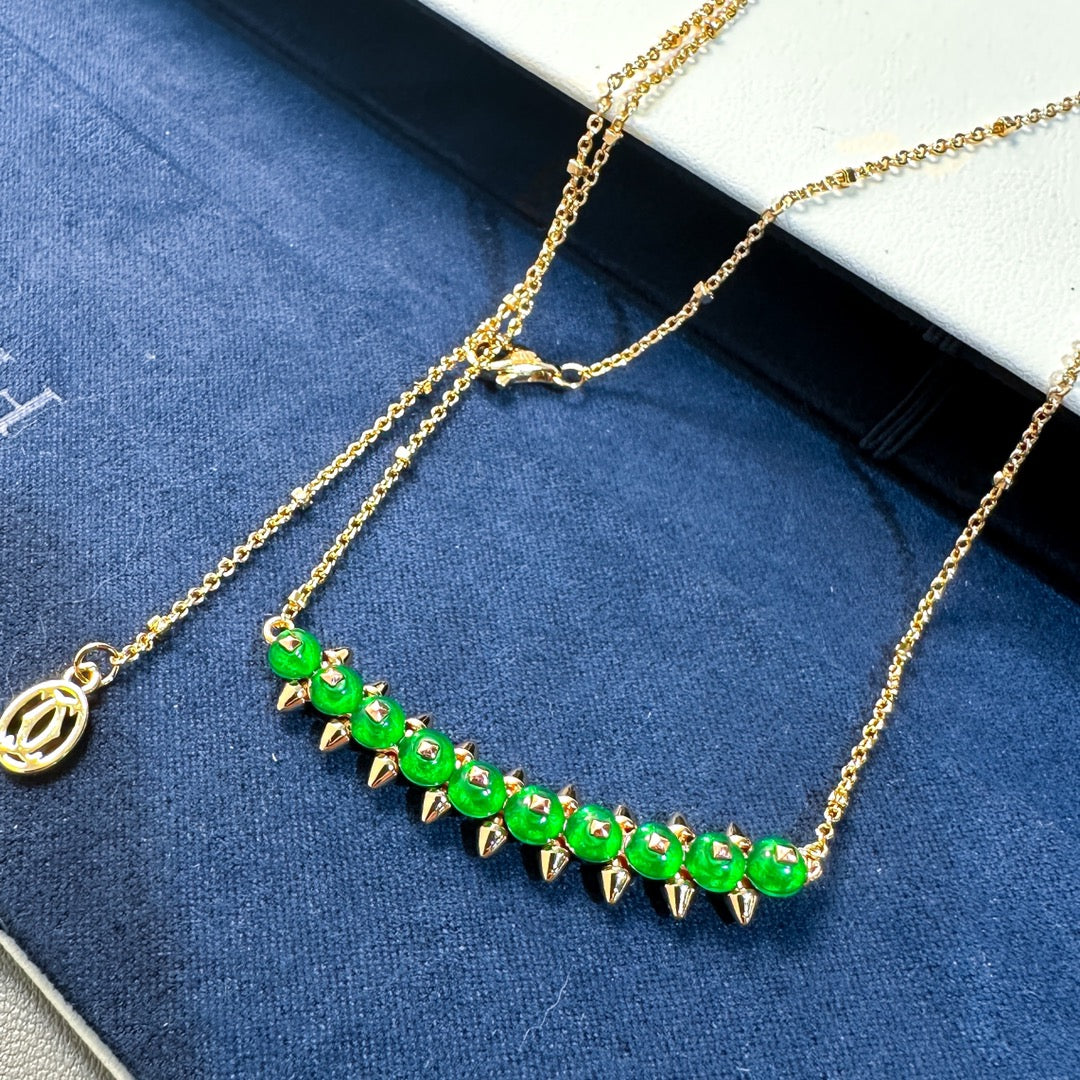 [Marin-Jewelry]New Arrival: Green Bead Rivet Necklace