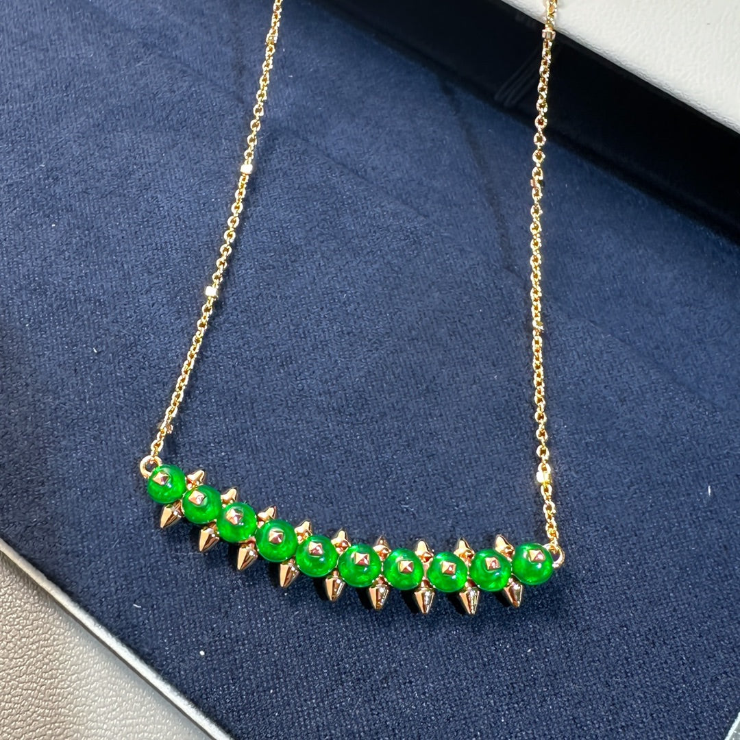 [Marin-Jewelry]New Arrival: Green Bead Rivet Necklace