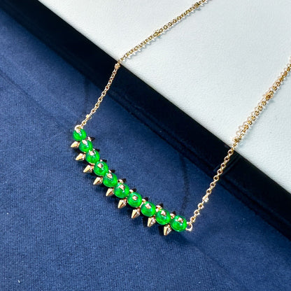 [Marin-Jewelry]New Arrival: Green Bead Rivet Necklace