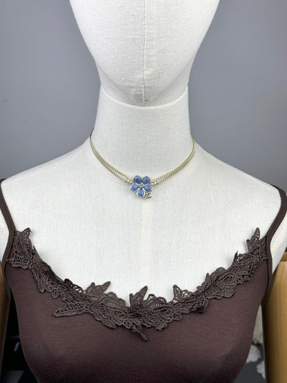 [Marin-Jewelry]New Blue Floral Double-Layer Necklace