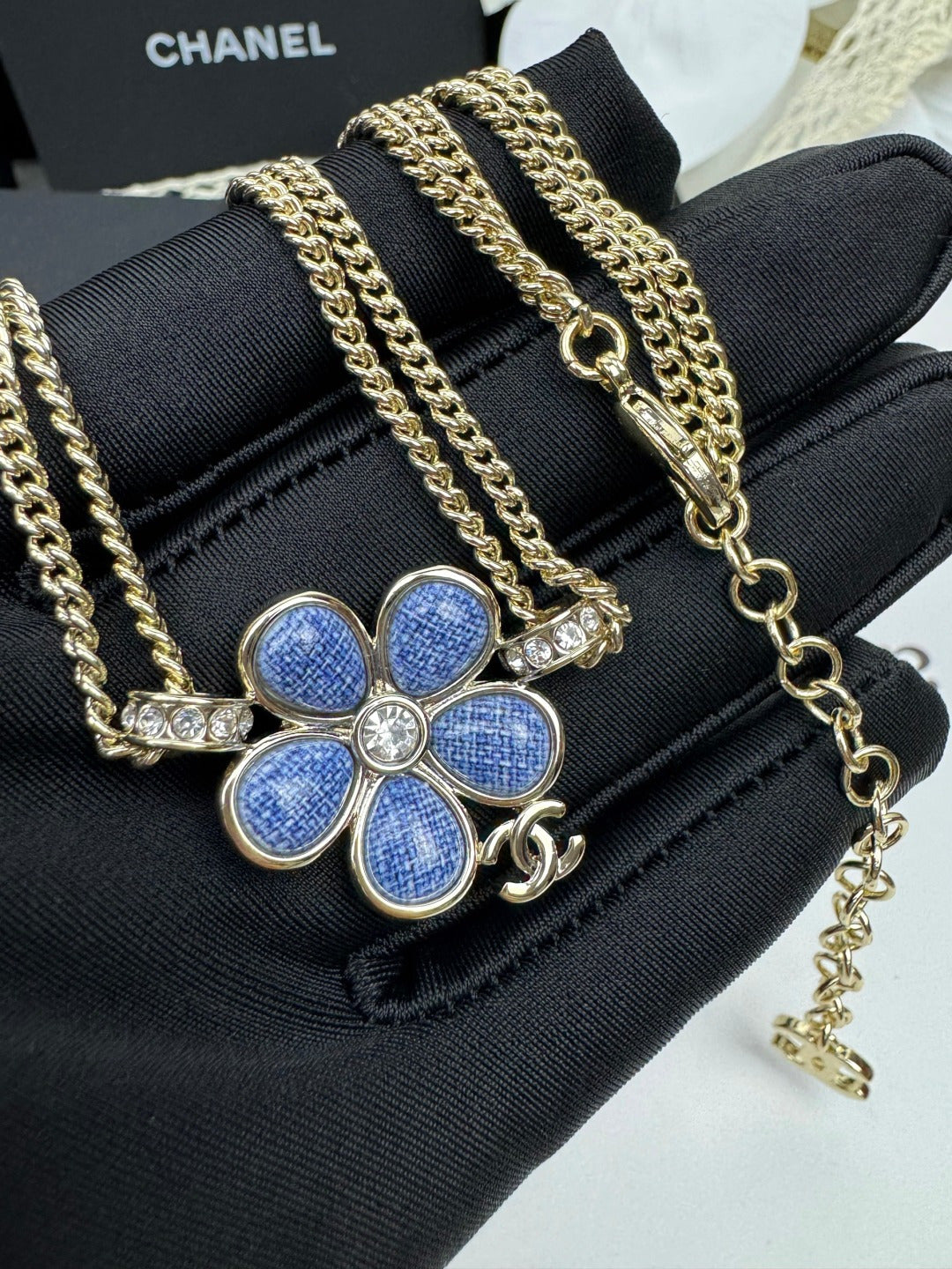 [Marin-Jewelry]New Blue Floral Double-Layer Necklace