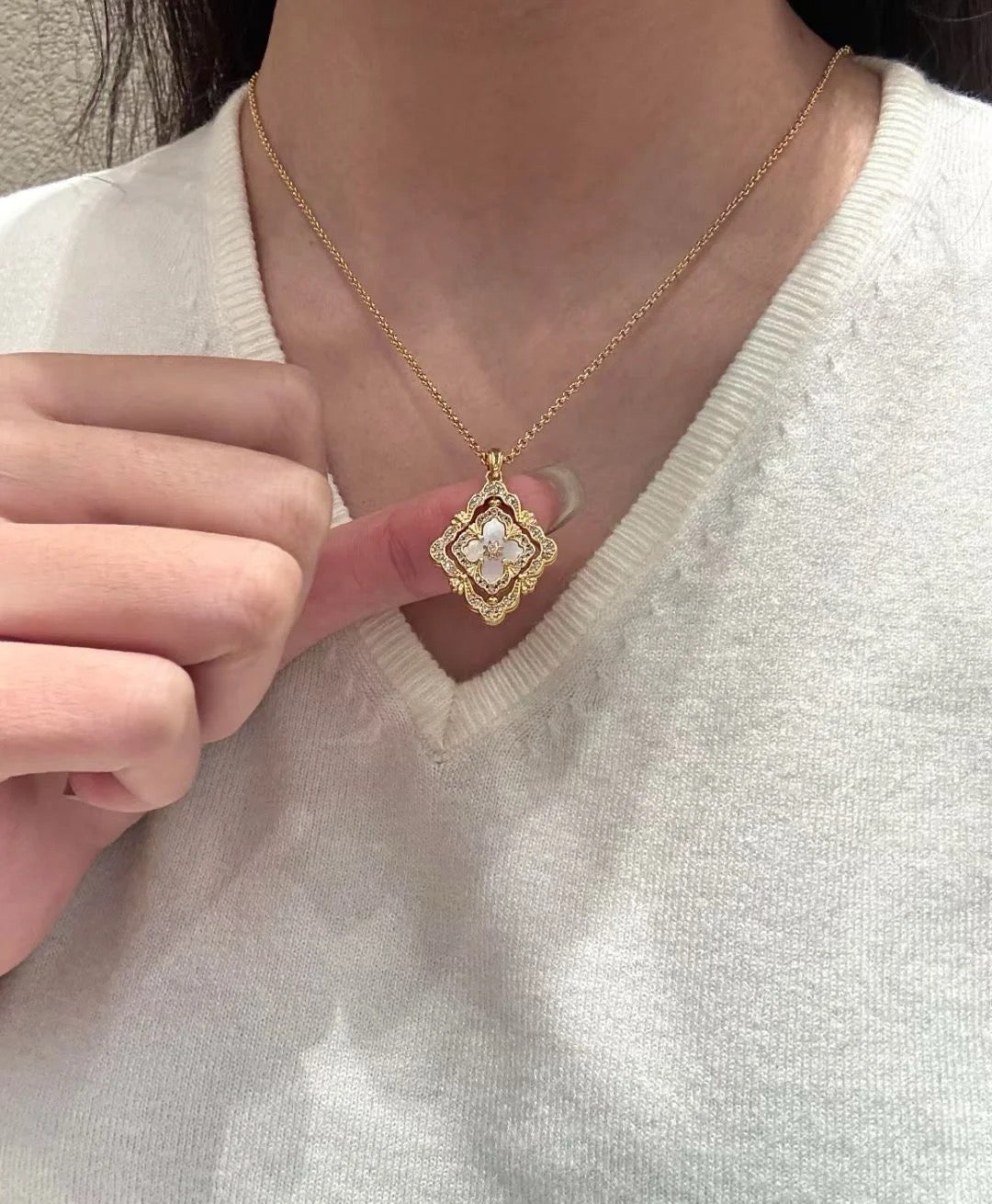 [Marin-Jewelry] B.C.L ENAMEL ROTATING SINGLE-DIAMOND NECKLACE£¨Various colors£©