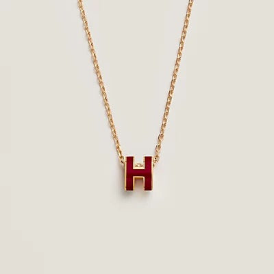 [Marin-Jewelry]HM CLIC RED ENAMEL GOLD NECKLACE