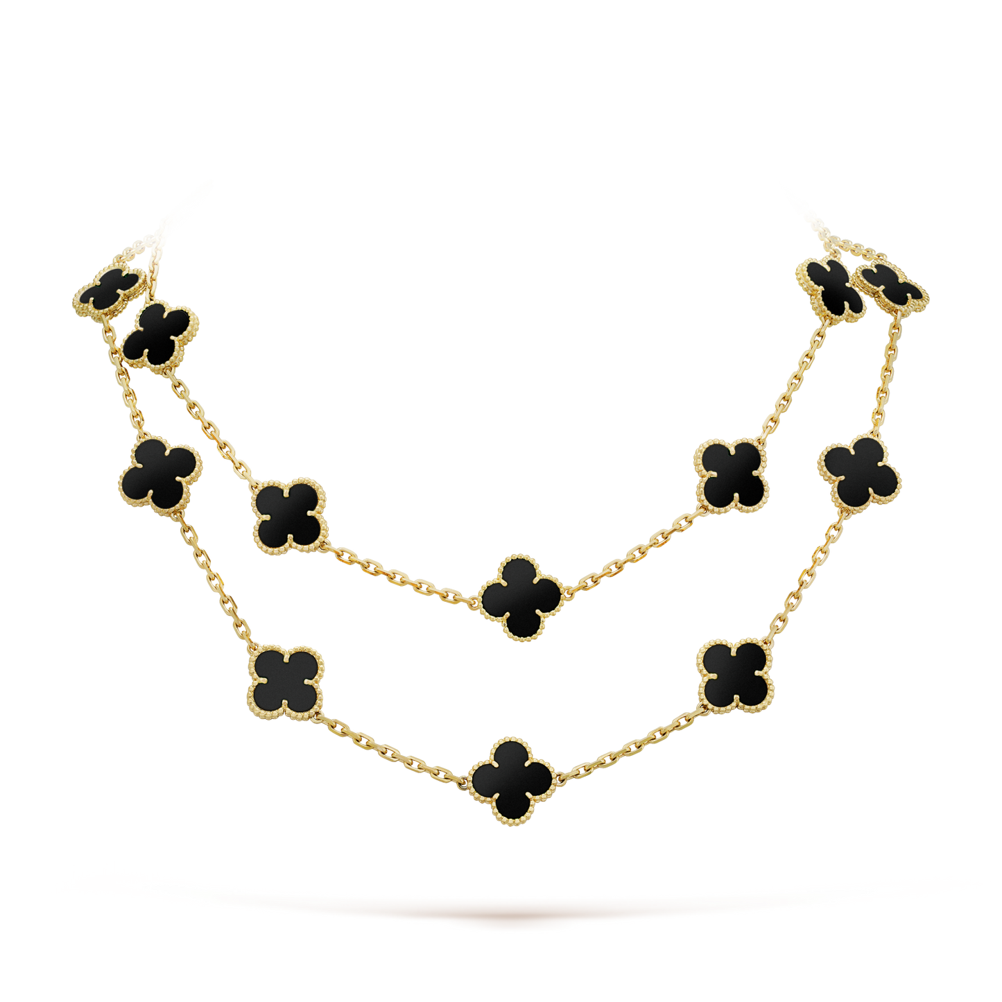[Marin-Jewelry]CLOVER 20 MOTIFS ONYX NECKLACE